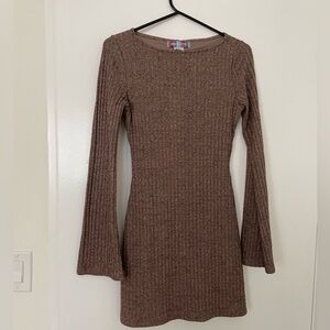 Brown knit dress size S w/ cutout back and flare sleeves from Urban Outfitters